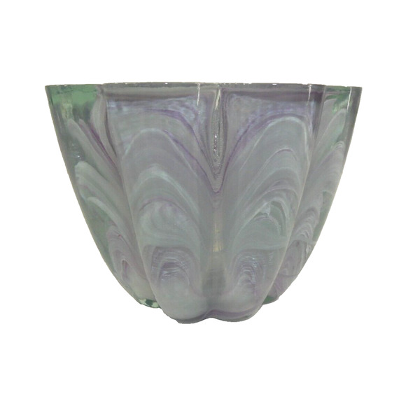Hand Blown Purple Swirl Ecoglass Glass Candle Holder Bowl Recycled Made In Spain - Picture 1 of 10